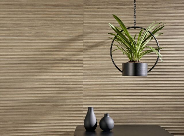 Bathroom-wall-with-woodlike-tiles-and-hanging-plant