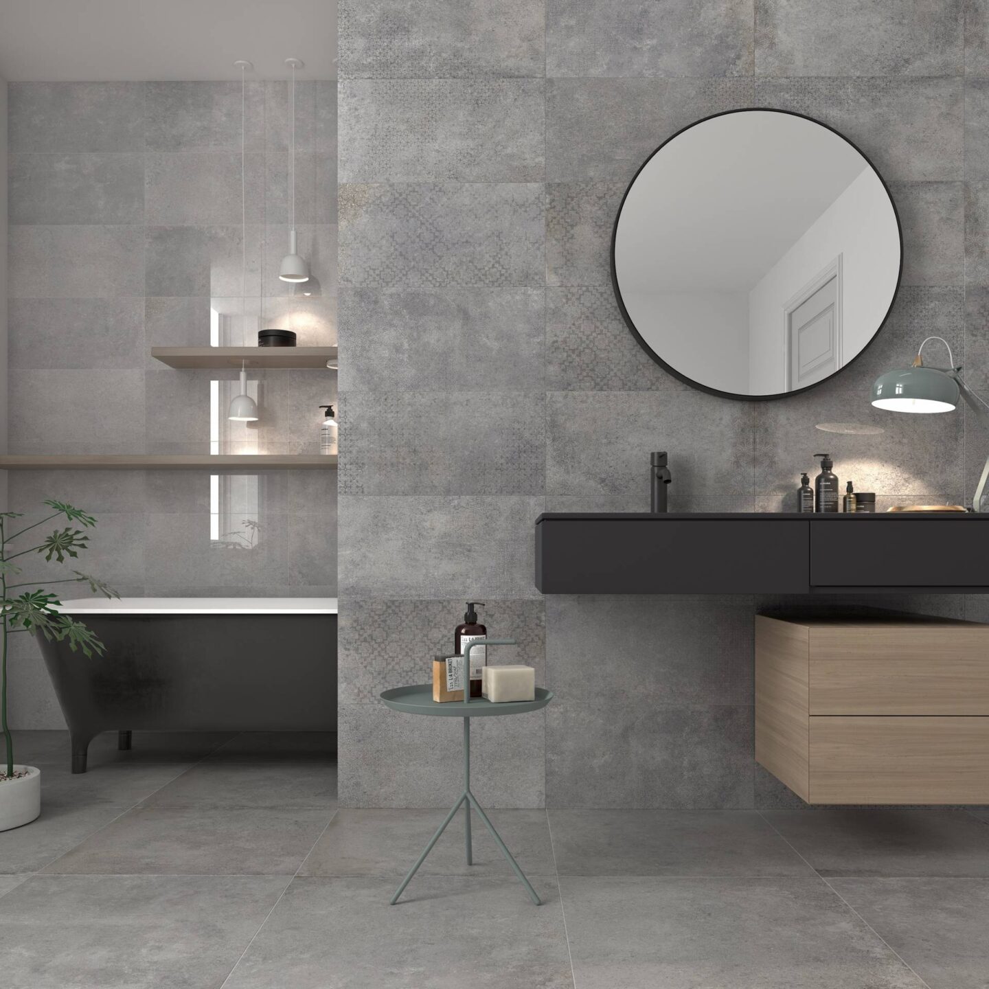 Bathroom-tiles-with-bathtub-mirror-and-basin