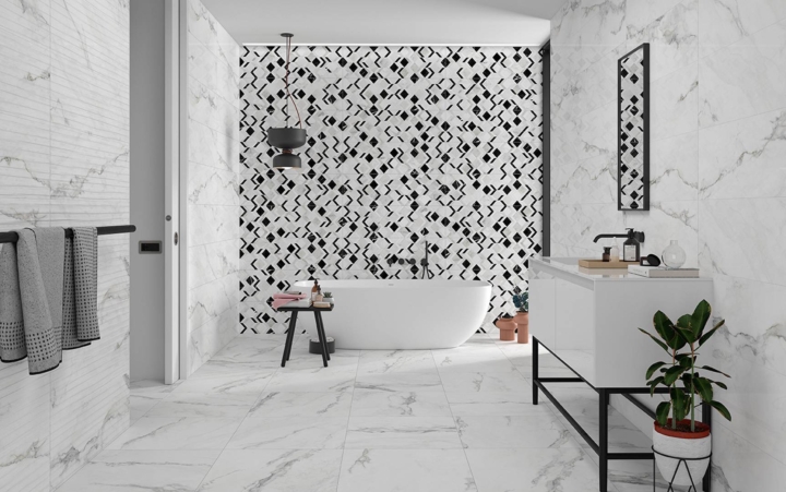 Bathroom-with-white-marbled-tiles-on-floor-and-walls