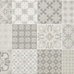 Creme colored mate tile with flower designs